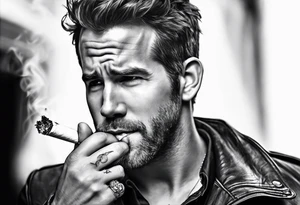Ryan Reynolds smoking cigarette tattoo idea