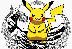 Pikachu drawing mona lisa tattoo idea