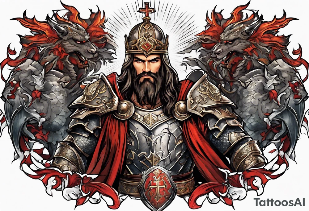 The armor of Jesus Christ fights off demons tattoo idea