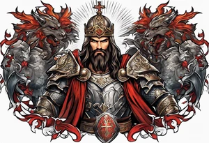 The armor of Jesus Christ fights off demons tattoo idea