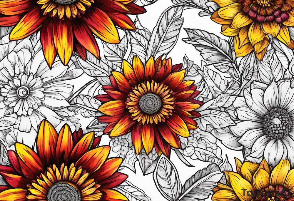 Indian blanket flower arrows tattoo idea