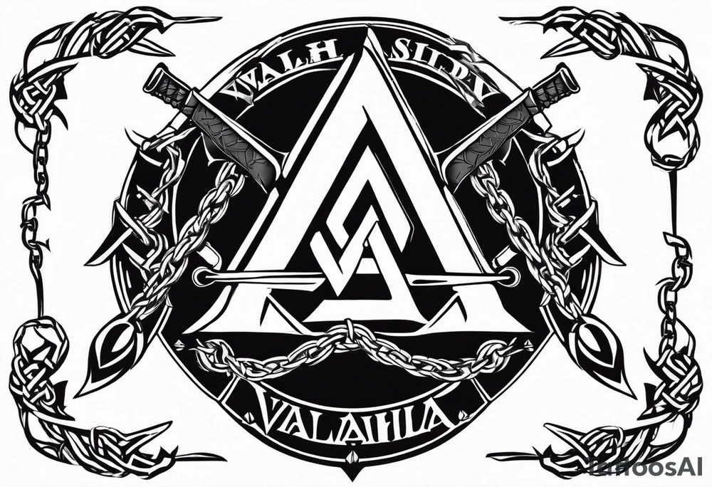 Valhalla sword shield axe barbed wire chains valknut fire dragon tattoo idea Valhalla sword shield axe barbed wire chains valknut fire dragon tattoo idea