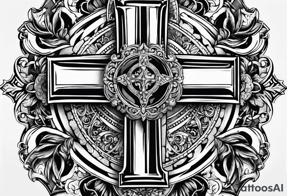 religious cross with 1 Corinthians 13 tattoo idea