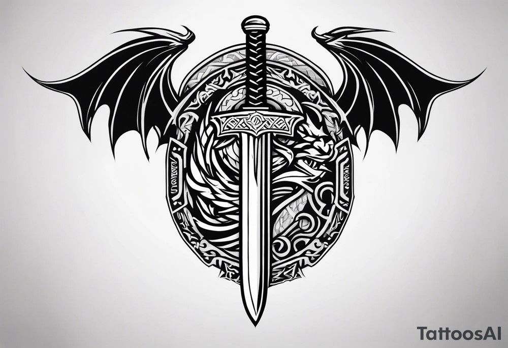 Viking sword Valhalla dragon shield tattoo idea