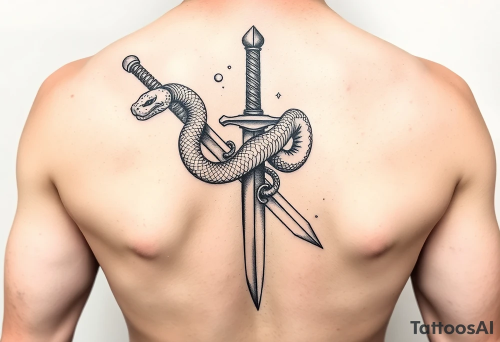 snake crawls on a sword. tattoo idea