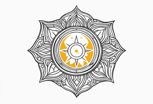 Protective shield with a sun and blond hair tattoo idea