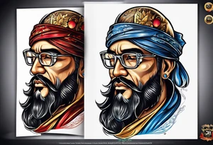 blind justice with a blade head shot only tattoo idea