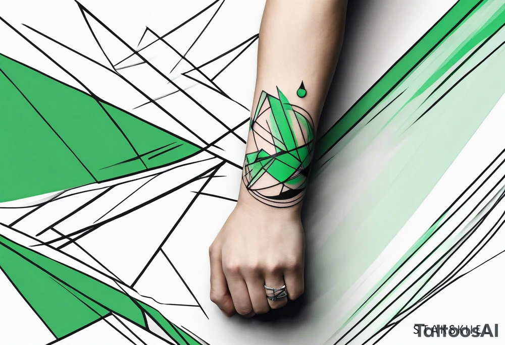 lines around wrist, abstract, green and black, covered from wrist to forearm, fully covered, no borders, blackwork, no people tattoo idea