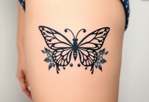 butterfly with flowers surrounding it tattoo idea