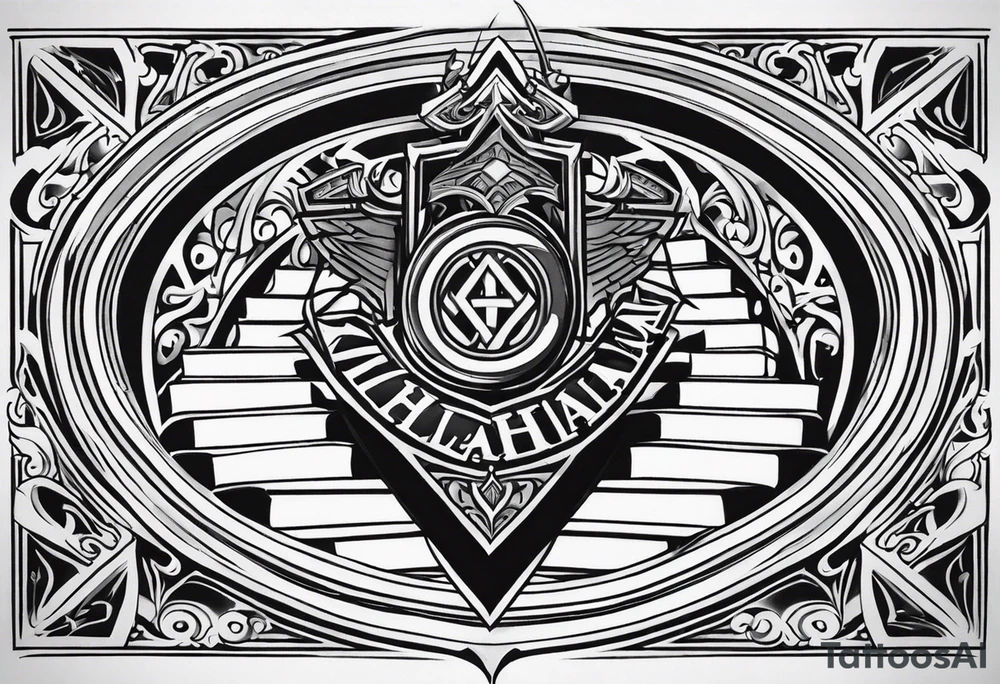 Valhalla sword shield stairs tattoo idea