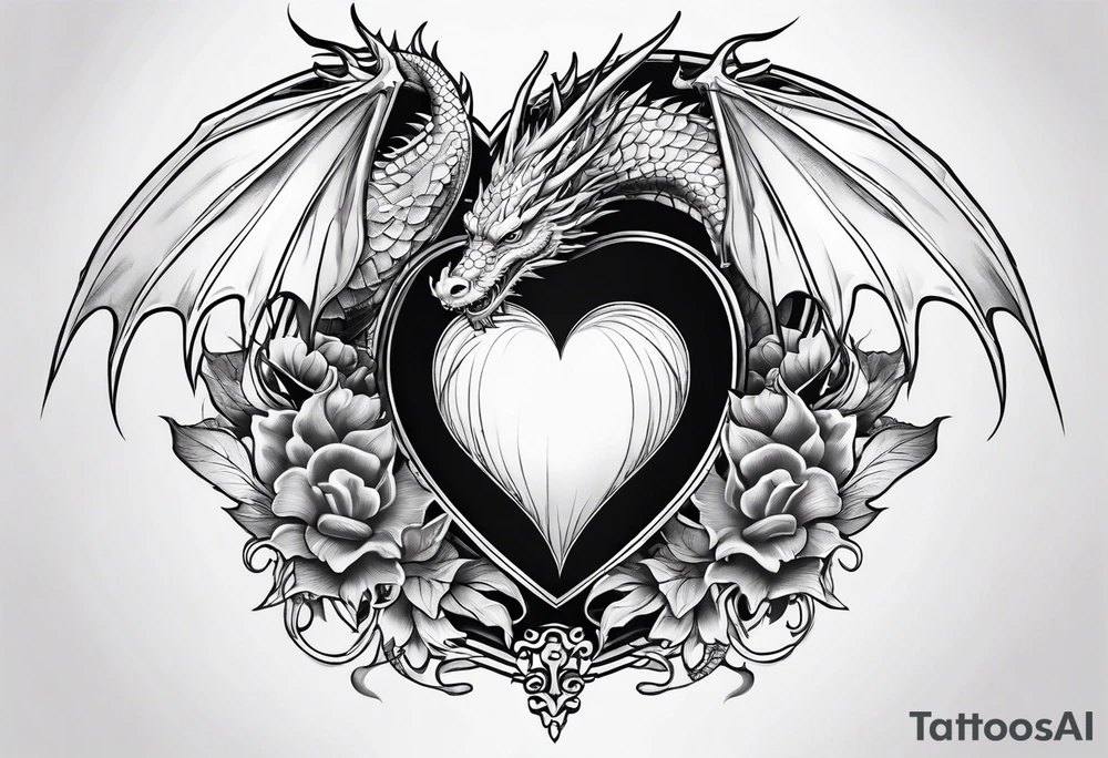 Realistic heart with a dragon tattoo idea