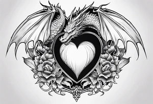 Realistic heart with a dragon tattoo idea