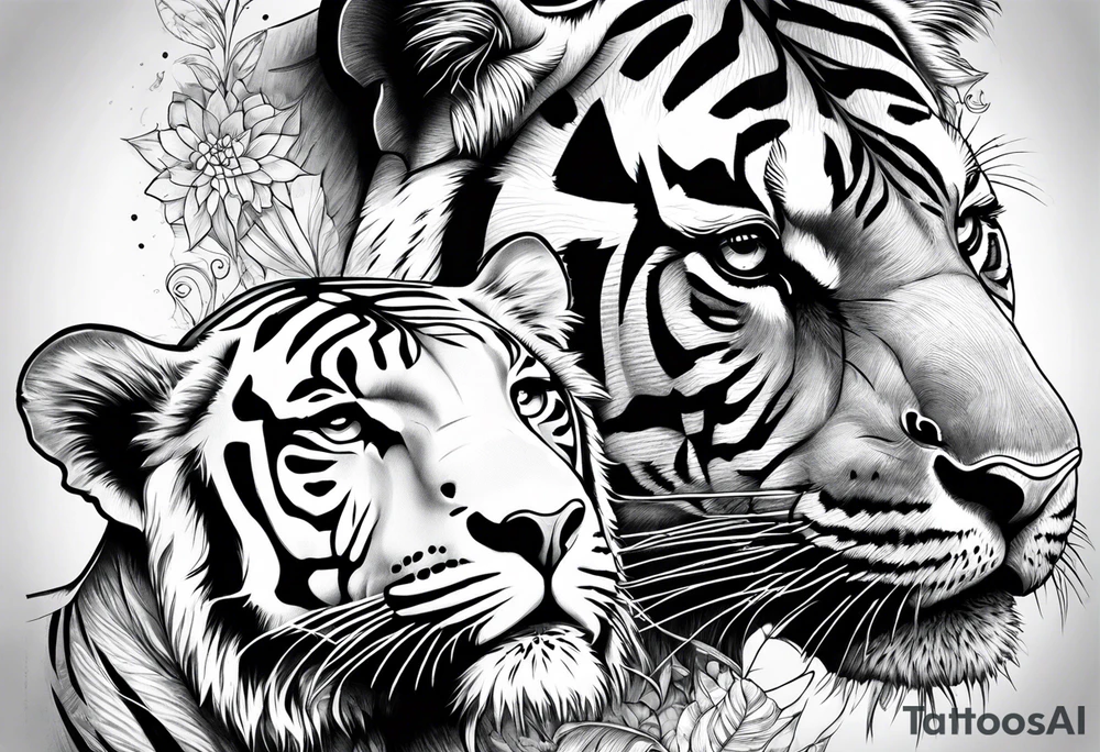 Elephant and tiger tattoo idea