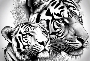 Elephant and tiger tattoo idea