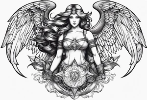 American guardian angel and demon angel fusing together tattoo idea