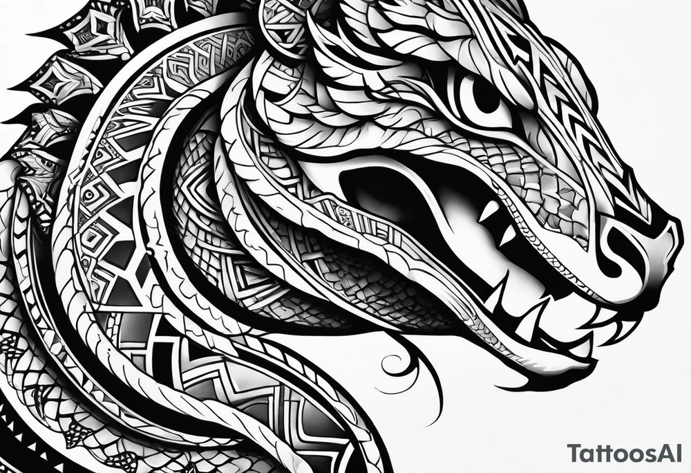 aztec snake sleeve tattoo idea