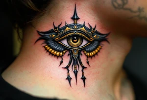 A black and gold Eye of Horus. tattoo idea
