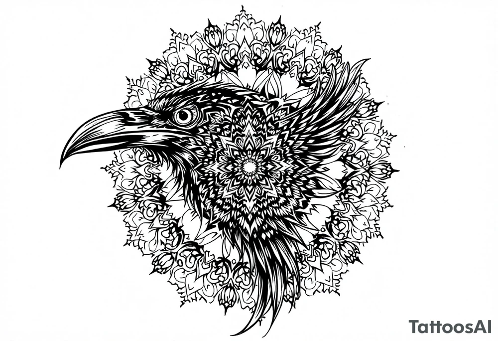 Mandala  raven tattoo idea