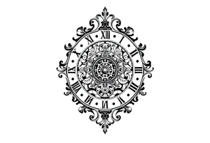 vintage roman numerals within ornate clockwork mechanism tattoo idea