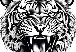 Detailed Realism, Fierce tiger roaring tattoo idea
