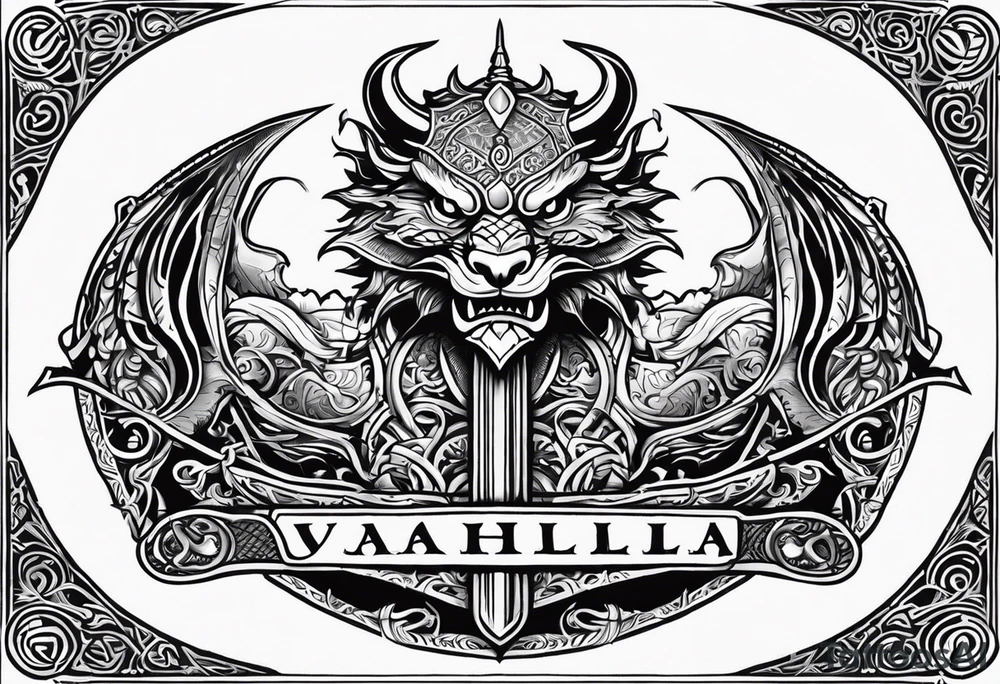 Valhalla sword shield viking ship dragon head tattoo idea Valhalla sword shield viking ship dragon head tattoo idea