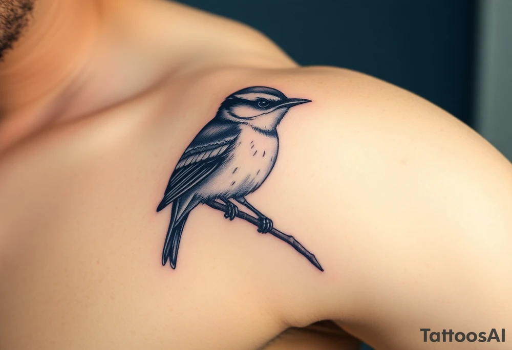 Nuthatch bird sitting on a branch tattoo idea