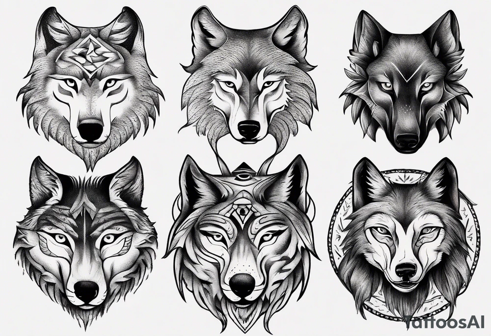 wolf head tattoo idea