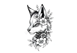 pCREATE A FURRY TATTOO DESIGN FURSONA ANTROPOMORPHIC IMAGE FOR ANTIFACIST LIBERAL WITH FLOWERS AND PLANTS GROWING FROM THE FURSONA tattoo idea