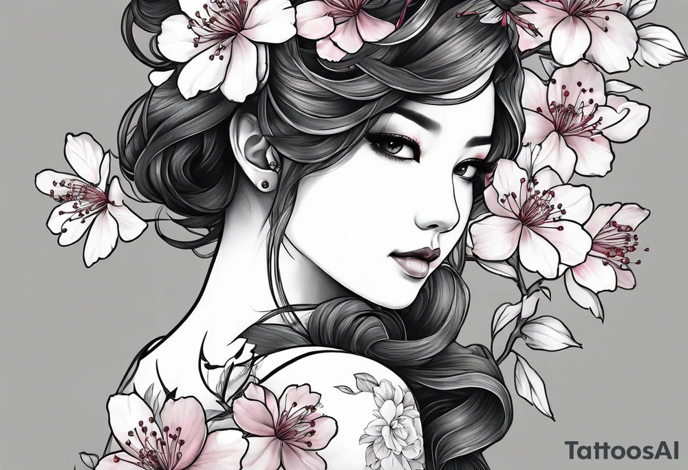 cherry blossoms but It's a portrait, so the whole thing comes out. tattoo idea