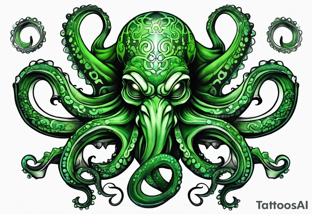 Electric octopus peaceful green gargoyle tattoo idea