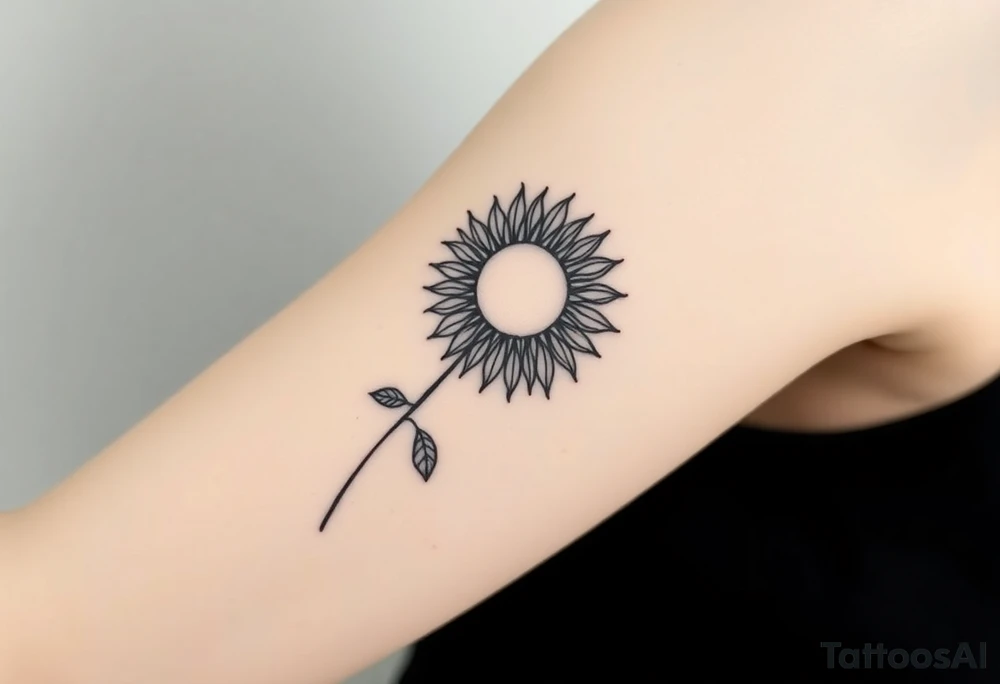 Mystical sun with long leaning stem like a sunflower tattoo idea Mystical sun with long leaning stem like a sunflower tattoo idea