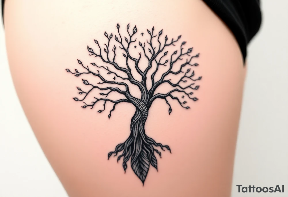 mystical tree of life with cosmic roots and celestial branches tattoo idea mystical tree of life with cosmic roots and celestial branches tattoo idea