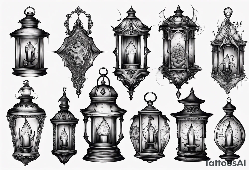 Gothic lantern tattoo idea
