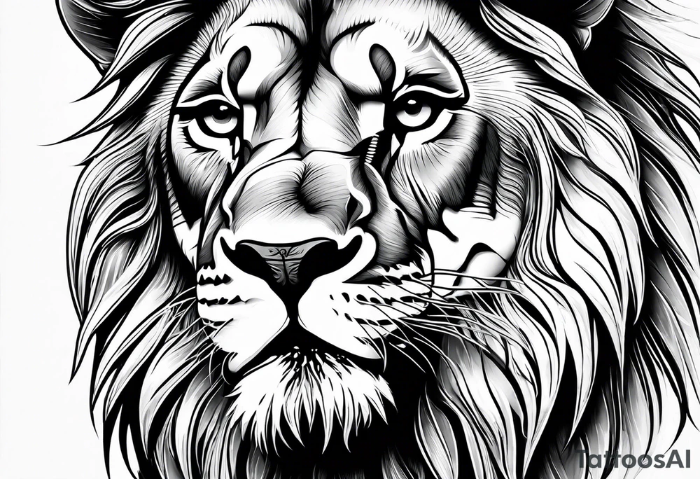 powerful majestic lion, close-up tattoo idea