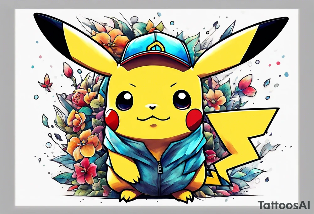 Pikachu pokemon statue tattoo idea