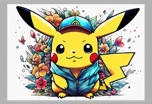 Pikachu pokemon statue tattoo idea
