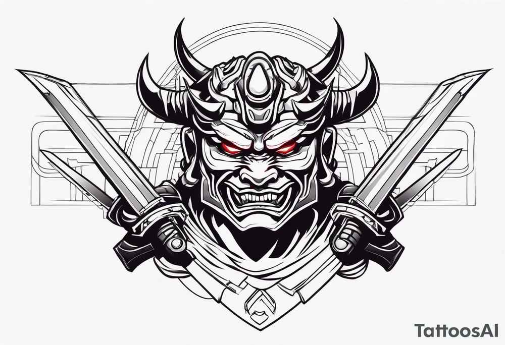 Cyber oni samurai tattoo idea