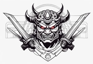 Cyber oni samurai tattoo idea