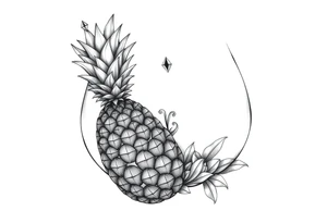 Pubic area vagina and anus using a  pineapple with diamonds, magestic, crown, tattoo idea