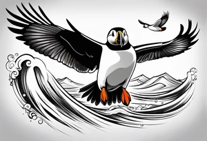a flying puffin tattoo idea