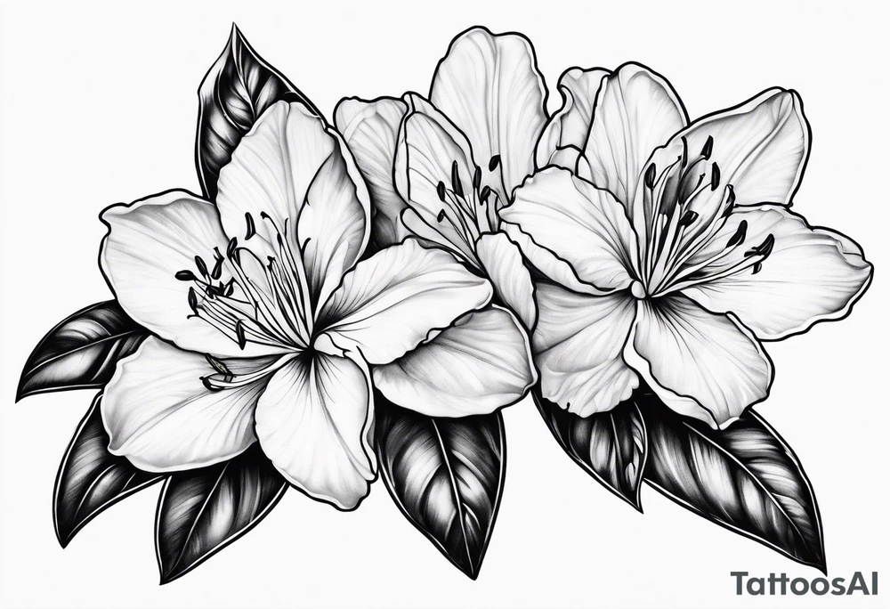 Azalea flowers, Fine-line, dark shading tattoo idea