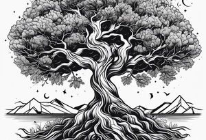 Tree with growing roots tattoo idea