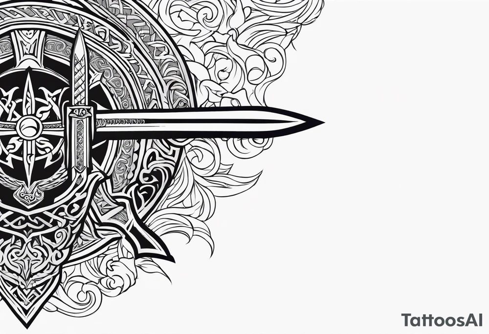 Valhalla sword viking warrior funeral tattoo idea