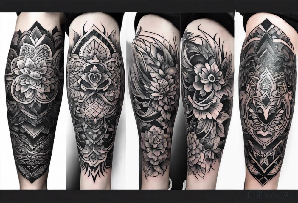 lower leg sleeve tattoo idea