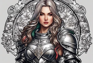 woman saint in armor tattoo idea