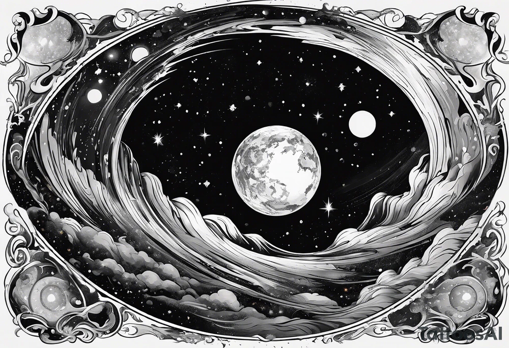 Large black hole swallowing earth. as Earth is swallowed space and time is stretched and deformed tattoo idea