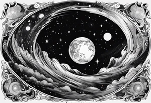 Large black hole swallowing earth. as Earth is swallowed space and time is stretched and deformed tattoo idea