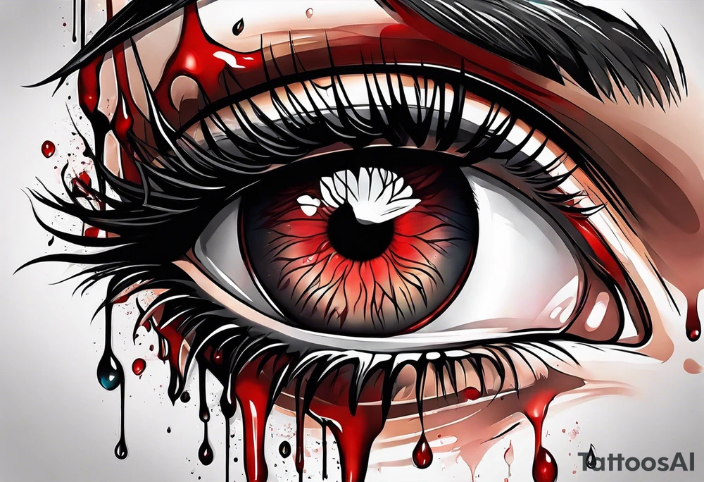 Bleeding tears flow from eye tattoo design tattoo idea
