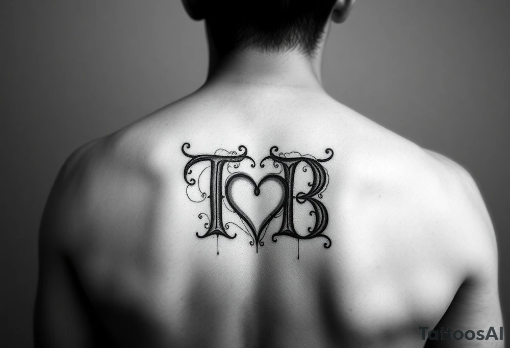 The letters TB with a heart in B remembrance B of my grandmother tattoo idea