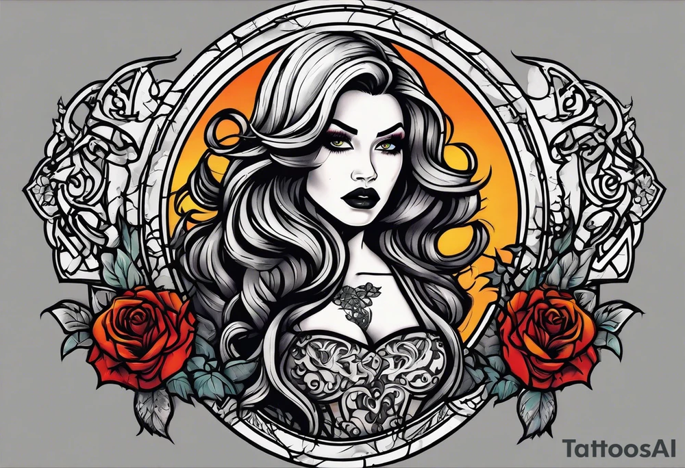 Woman walking out of a graveyard  leaving her old terrifying past behind her tattoo idea